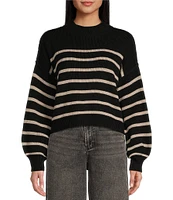 Blu Pepper Long Sleeve Mock Neck Ribbed Pullover Sweater