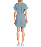 Blu Pepper Short Sleeve Button Back Belted Shirt Dress