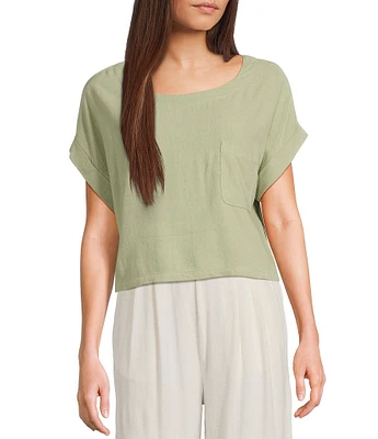 Blu Pepper Short Sleeve Linen Blend Coordinating Box Top