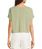 Blu Pepper Short Sleeve Linen Blend Coordinating Box Top