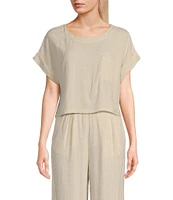 Blu Pepper Short Sleeve Linen Blend Coordinating Box Top