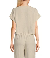 Blu Pepper Short Sleeve Linen Blend Coordinating Box Top