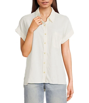 Blu Pepper Short Sleeve Linen Blend Shirt