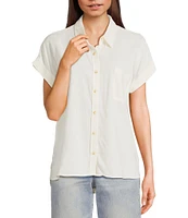 Blu Pepper Short Sleeve Linen Blend Shirt