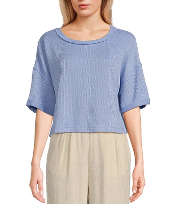 Blu Pepper Short Sleeve Ribbed Knit Top