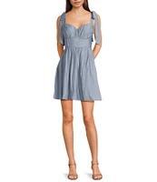 Blu Pepper Sleeveless Shoulder-Tie Mini Dress