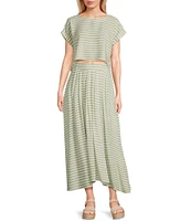 Blu Pepper Striped Coordinating Long Skirt