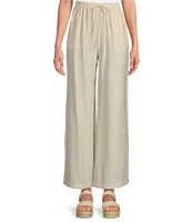 Blu Pepper Tie Cinch Elastic Waist Flat Front Full Length Pull-On Pants