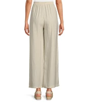 Blu Pepper Tie Cinch Elastic Waist Flat Front Full Length Pull-On Pants