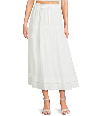 Blu Pepper Tie-Front Lace-Trimmed Midi Skirt