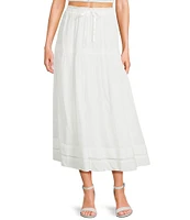 Blu Pepper Tie-Front Lace-Trimmed Midi Skirt