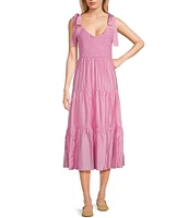 Blu Pepper V-Neck Tie Strap Midi Dress