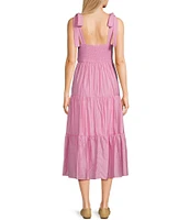Blu Pepper V-Neck Tie Strap Midi Dress