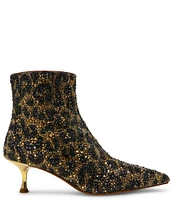 Blue by Betsey Johnson Ash Leopard Print Rhinestone Kitten Heel Booties