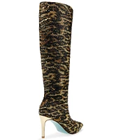 Blue by Betsey Johnson Brea Leopard Print Rhinestone Tall Boots