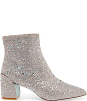 Blue by Betsey Johnson Corry Rhinestone Block Heel Booties