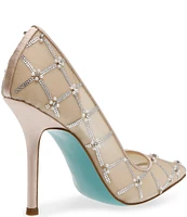 Blue by Betsey Johnson Cruze Mesh Rhinestone Pearl Dress Pumps