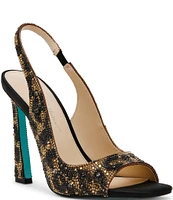 Blue by Betsey Johnson Mina Leopard Print Peep Toe Slingback Dress Pumps