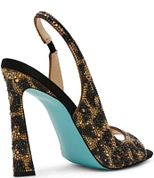 Blue by Betsey Johnson Mina Leopard Print Peep Toe Slingback Dress Pumps