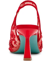 Blue by Betsey Johnson Nikki Mesh Flower Beaded Slingback Pumps