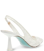 Blue by Betsey Johnson Nikki Mesh Flower Beaded Slingback Pumps