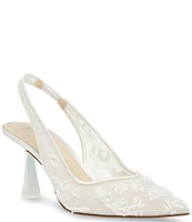 Blue by Betsey Johnson Nikki Mesh Flower Beaded Slingback Pumps