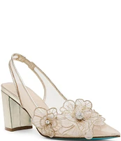 Blue by Betsey Johnson Petra Flower Applique Slingback Pumps