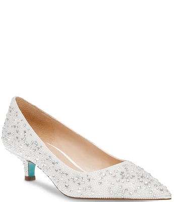 Blue by Betsey Johnson Scout Pearl & Rhinestone Kitten Heel Pumps