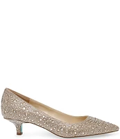 Blue by Betsey Johnson Scout Rhinestone Kitten Heel Pumps