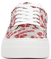 Blue by Betsey Johnson Sidny Candy Cane Print Rhinestone Platform Sneakers