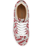 Blue by Betsey Johnson Sidny Candy Cane Print Rhinestone Platform Sneakers