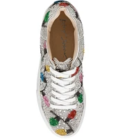 Blue by Betsey Johnson Sidny Holiday Lights Print Rhinestone Platform Sneakers