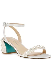 Blue by Betsey Johnson Tina Satin Pearl Embellished Dress Sandals