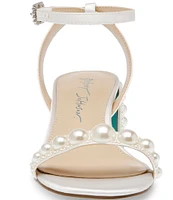 Blue by Betsey Johnson Tina Satin Pearl Embellished Dress Sandals