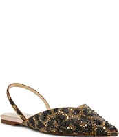 Blue by Betsey Johnson Vance Rhinestone Leopard Print Sling Flats