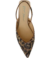 Blue by Betsey Johnson Vance Rhinestone Leopard Print Sling Flats