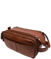 BOCONI Darius Full Grain Leather Double Zip Travel Kit