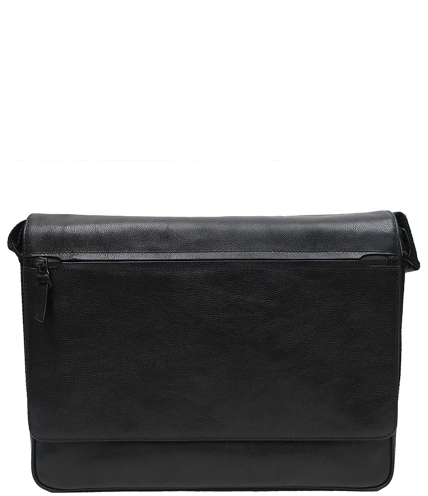 BOCONI Garth Coated Zipper Leather Messenger Bag