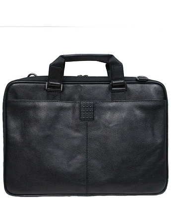 BOCONI Garth Coated Zipper Slim Leather Laptop Briefcase