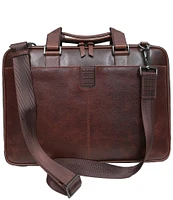BOCONI Garth Coated Zipper Slim Leather Laptop Briefcase
