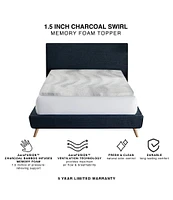 BodiPEDIC 1.5-Inch Charcoal Swirl Memory Foam Mattress Bed Topper