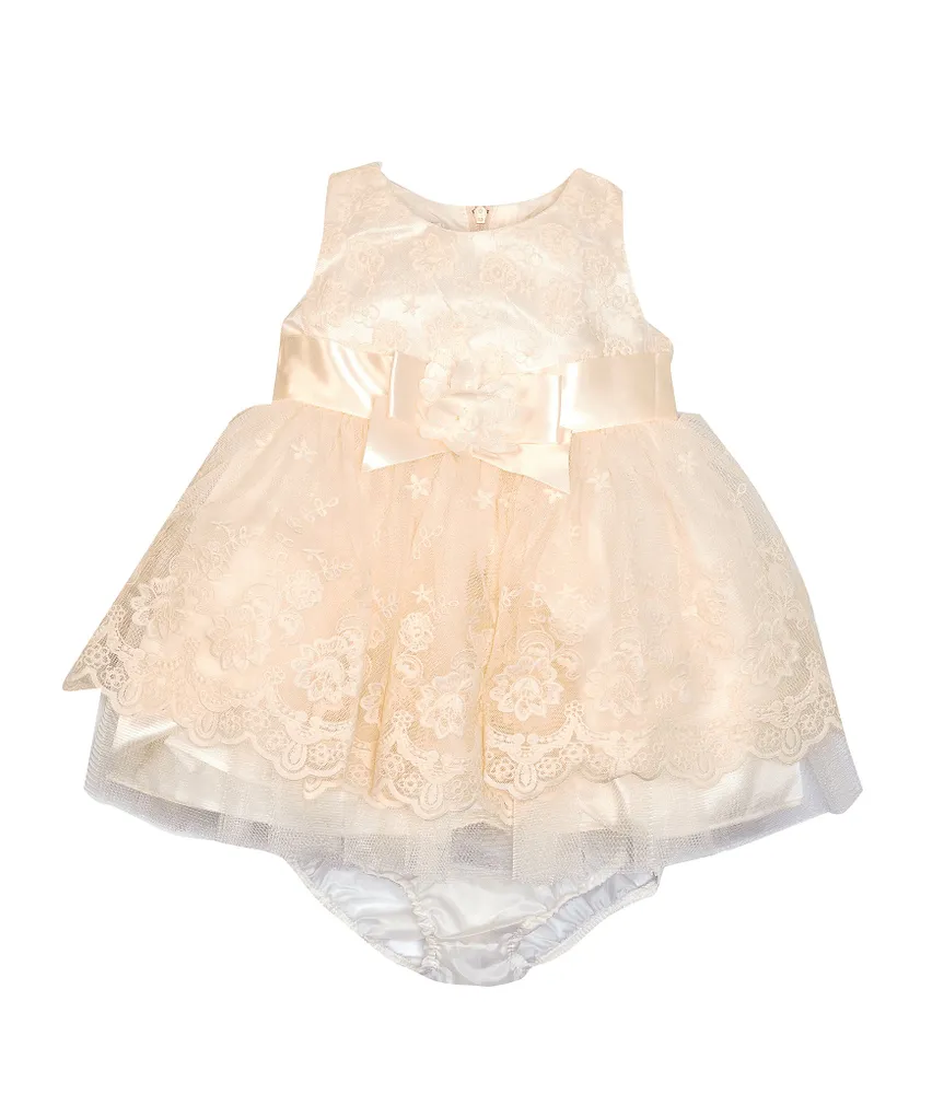 Bonnie Jean Baby Girl Newborn-24 Months Sleeveless Embroidered Mesh Ribbon Dress