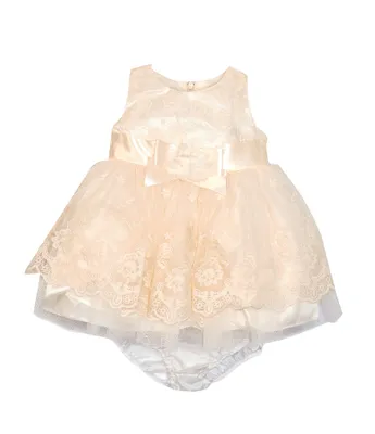 Bonnie Jean Baby Girl Newborn-24 Months Sleeveless Embroidered Mesh Ribbon Dress