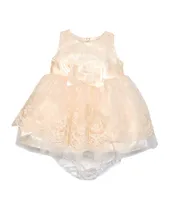 Bonnie Jean Baby Girl Newborn-24 Months Sleeveless Embroidered Mesh Ribbon Dress