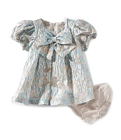 Bonnie Jean Baby Girls Cap-Sleeve Metallic Textured-Floral Jacquard Fit-And-Flare Dress