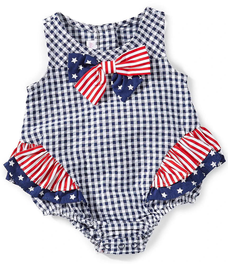 Bonnie Jean Baby Girls Newborn-24 Months Americana Sleeveless Seersucker Bubble Romper