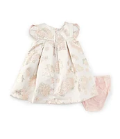 Bonnie Jean Baby Girls Newborn-24 Months Cap Sleeve Floral Jacquard Trapeze Bow Dress