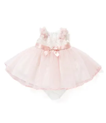 Bonnie Jean Baby Girls Newborn-24 Months Embroidered-Bodice/Mesh-Overlay-Skirted Fit-And-Flare Dress