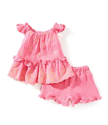 Bonnie Jean Baby Girls Embroidered Gauze Set