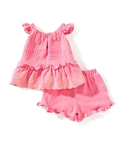 Bonnie Jean Baby Girls Embroidered Gauze Set